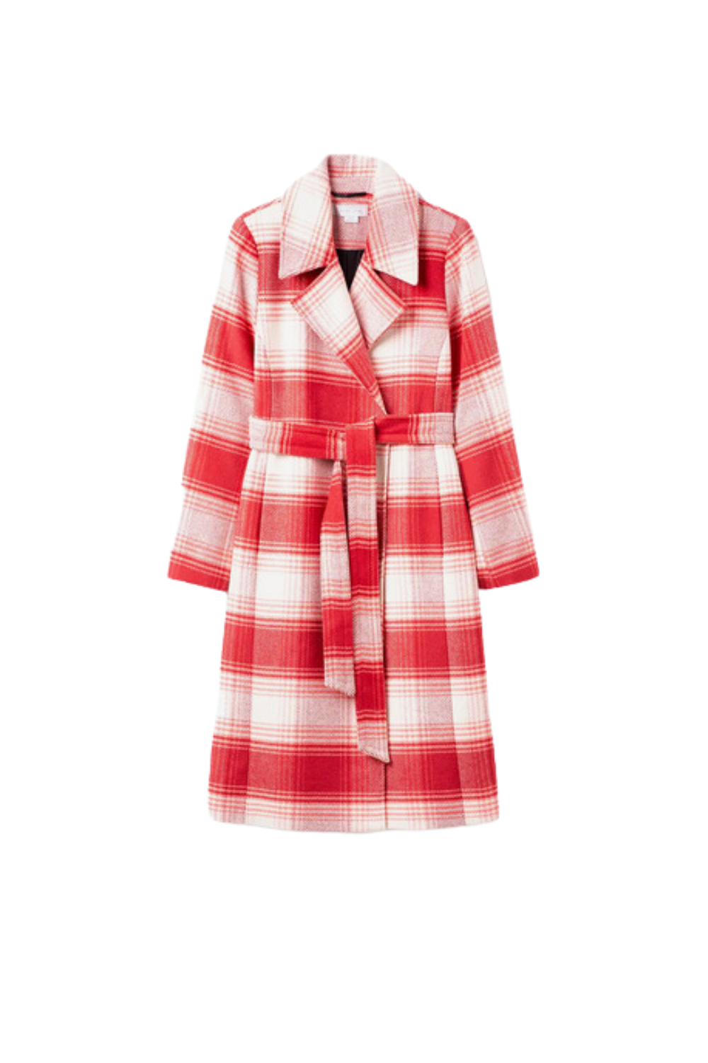 red and white trench coat 