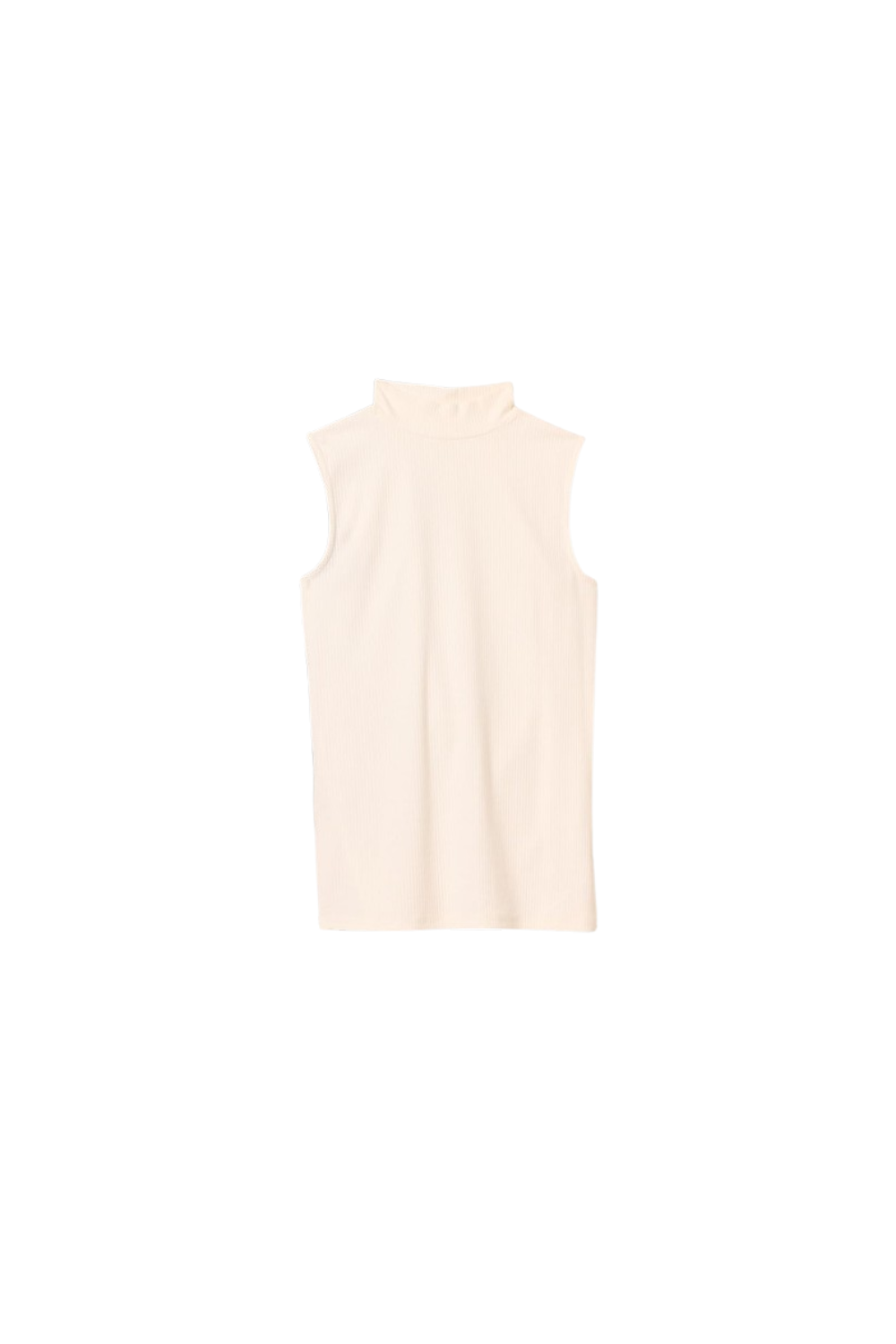 white mock neck tank top.