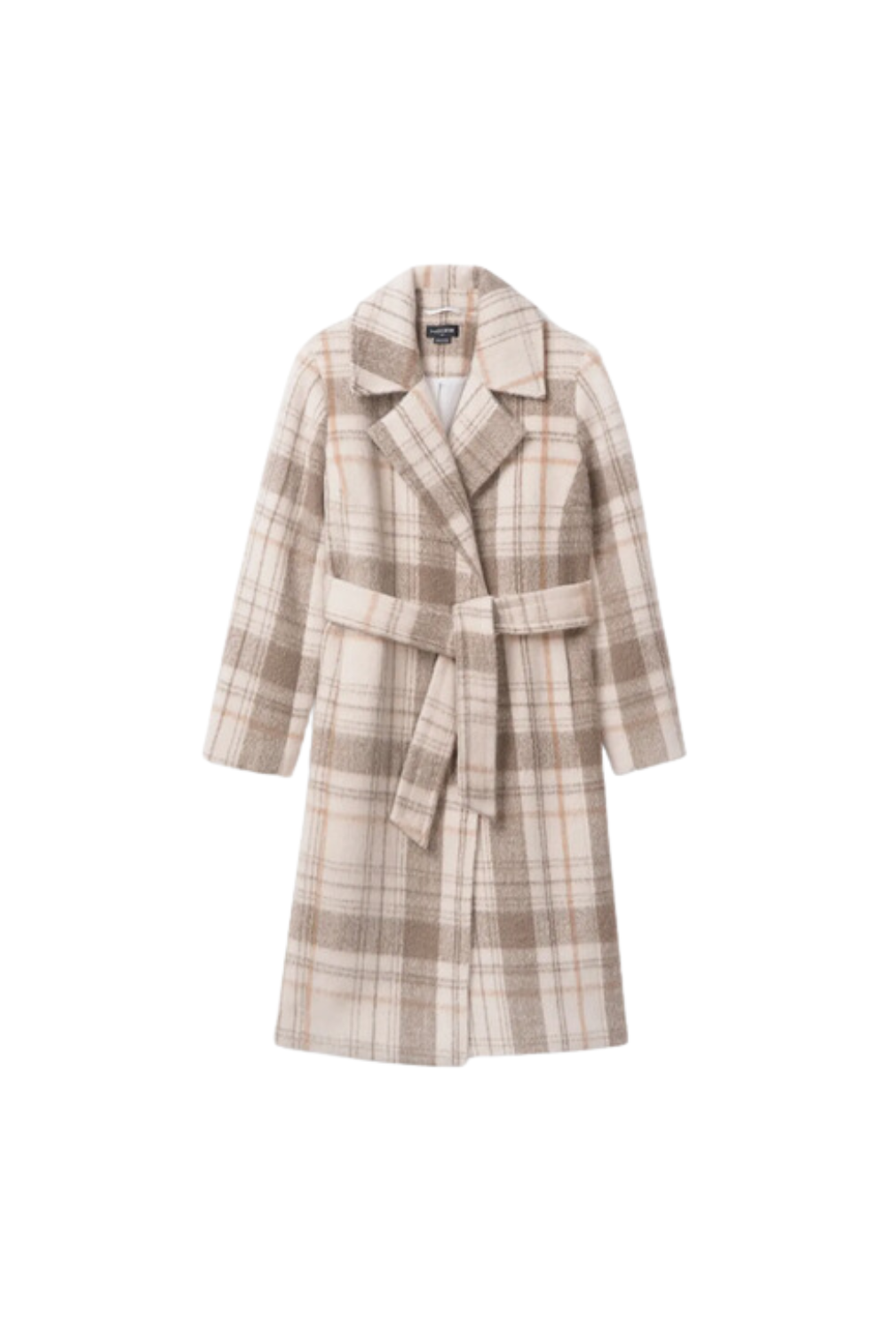 long beige coat with stripes