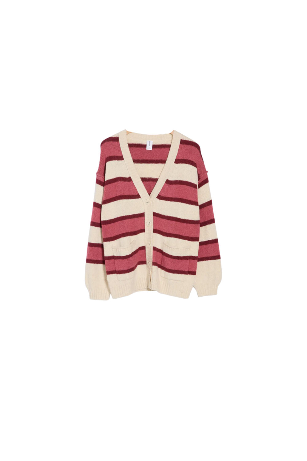 pink and red striped cardigan