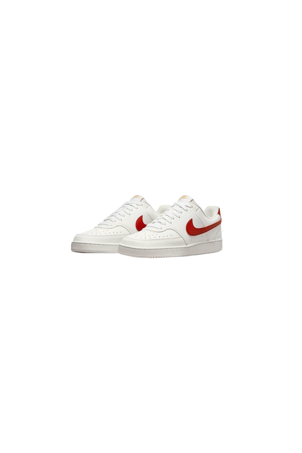 white nike shoes with a red check mark