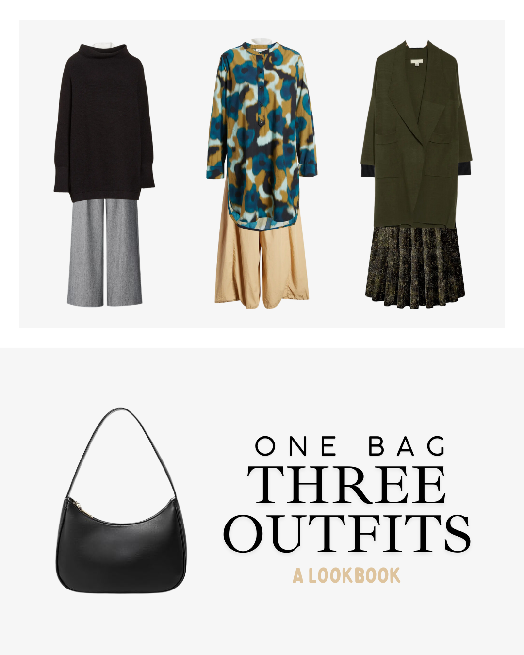 One bag, three outfits, a lookbook