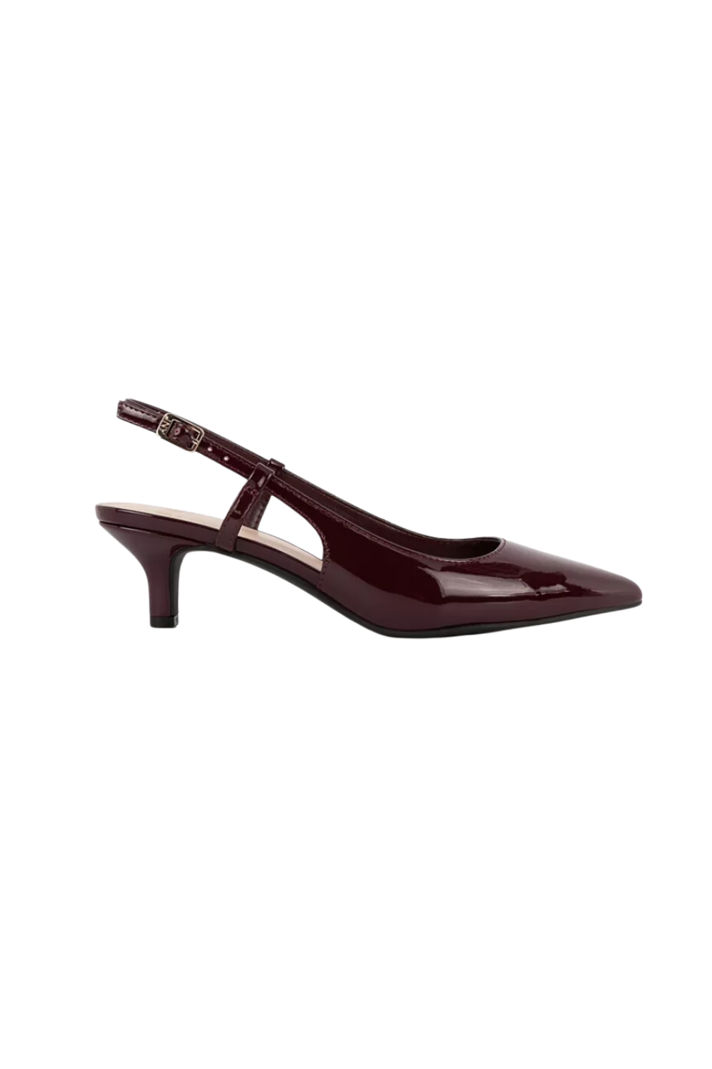 kitten slingback burgundy heels