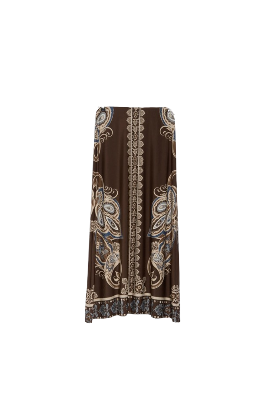 long maxi brown patterned skirt