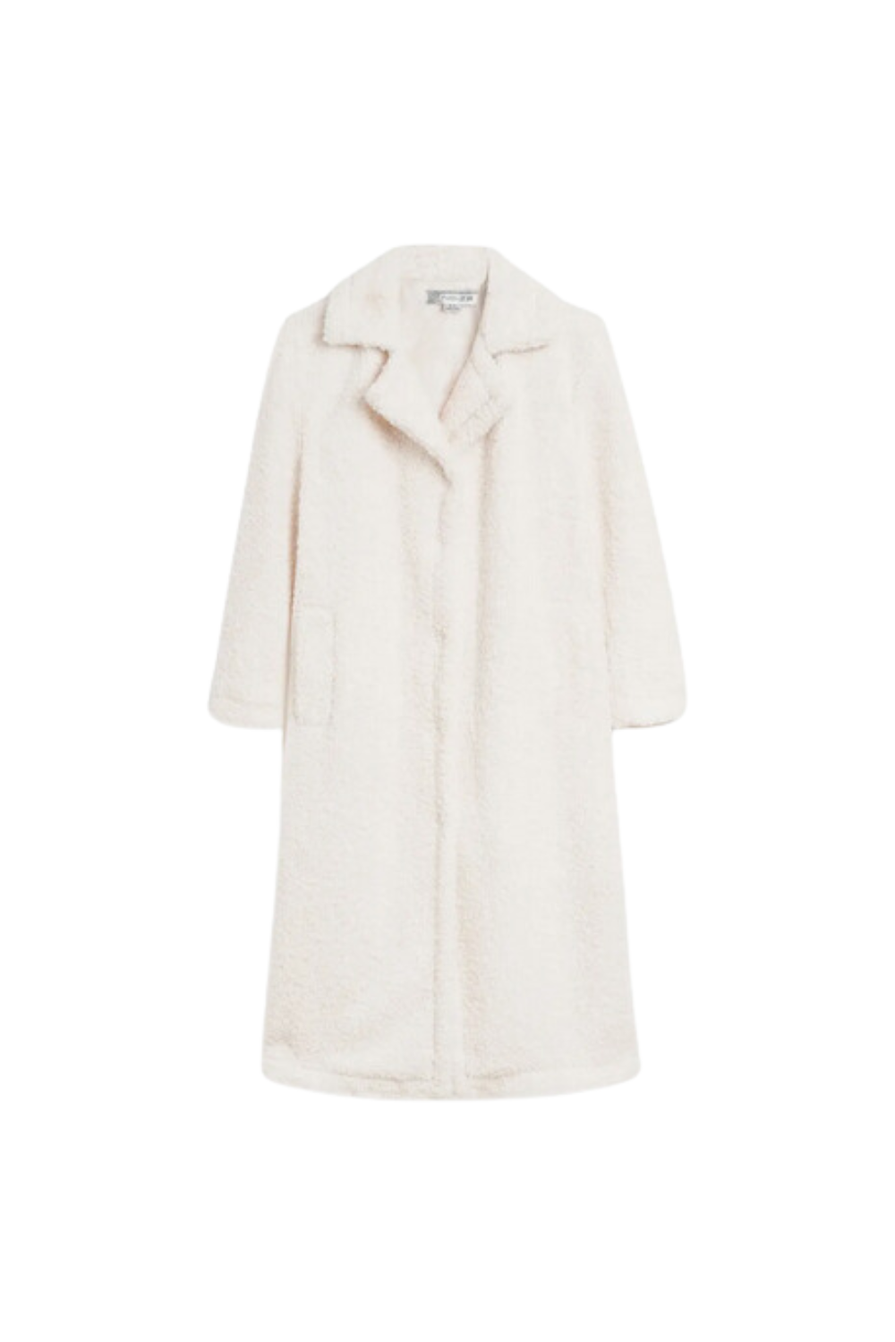 white faux shearling long coat