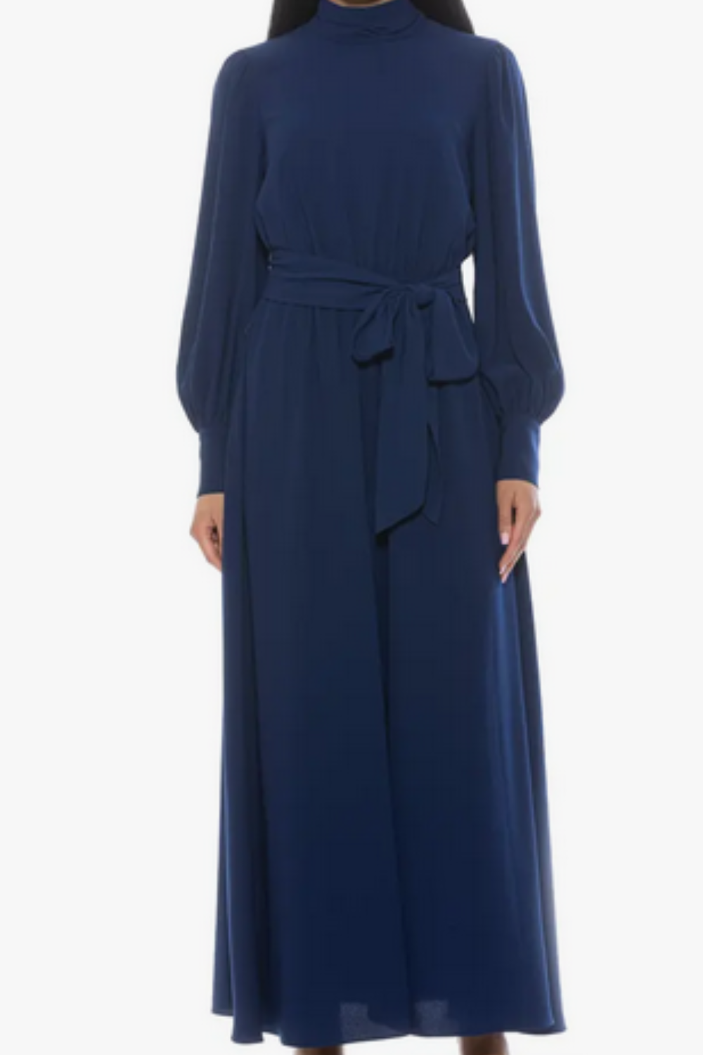 Long Sleeve Navy Blue Maxi Dress