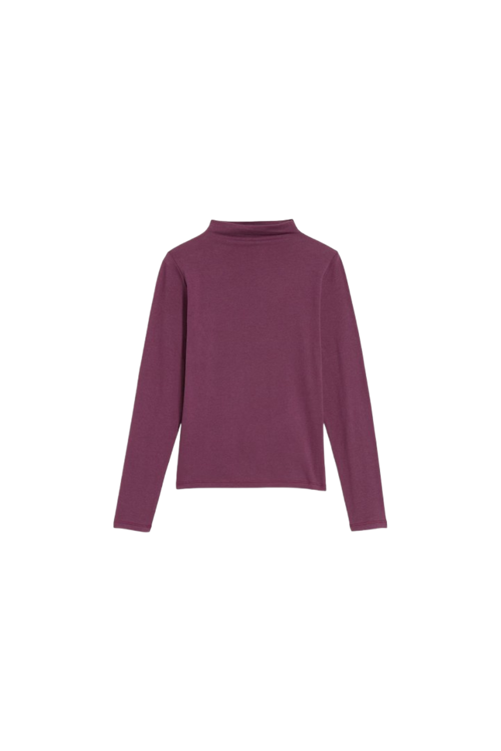 plum long sleeve mock neck shirt