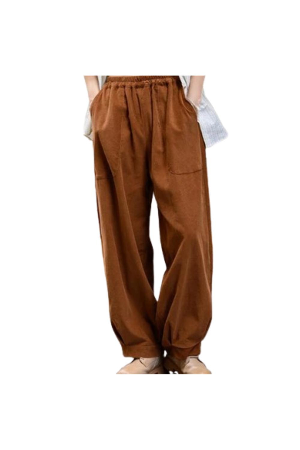 Cotton Corduroy Pant Elastic waist pants Thick Winter pants for women Loose long pants wide leg trousers Custom plus pants Spring Fall Pant 