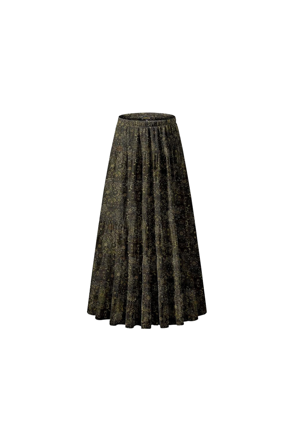 long maxi skirt women green and black 