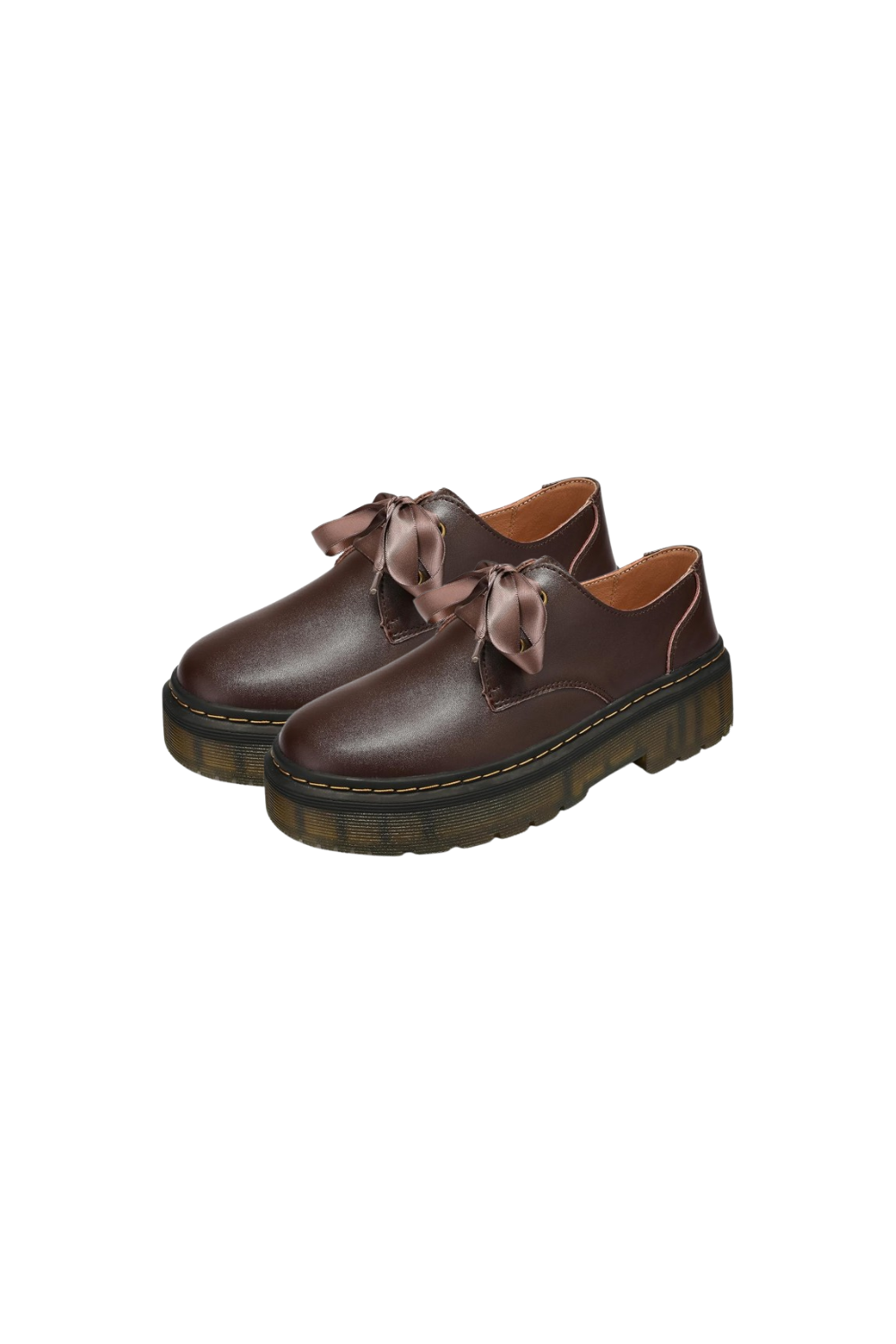 brown oxford shoes with ribbon