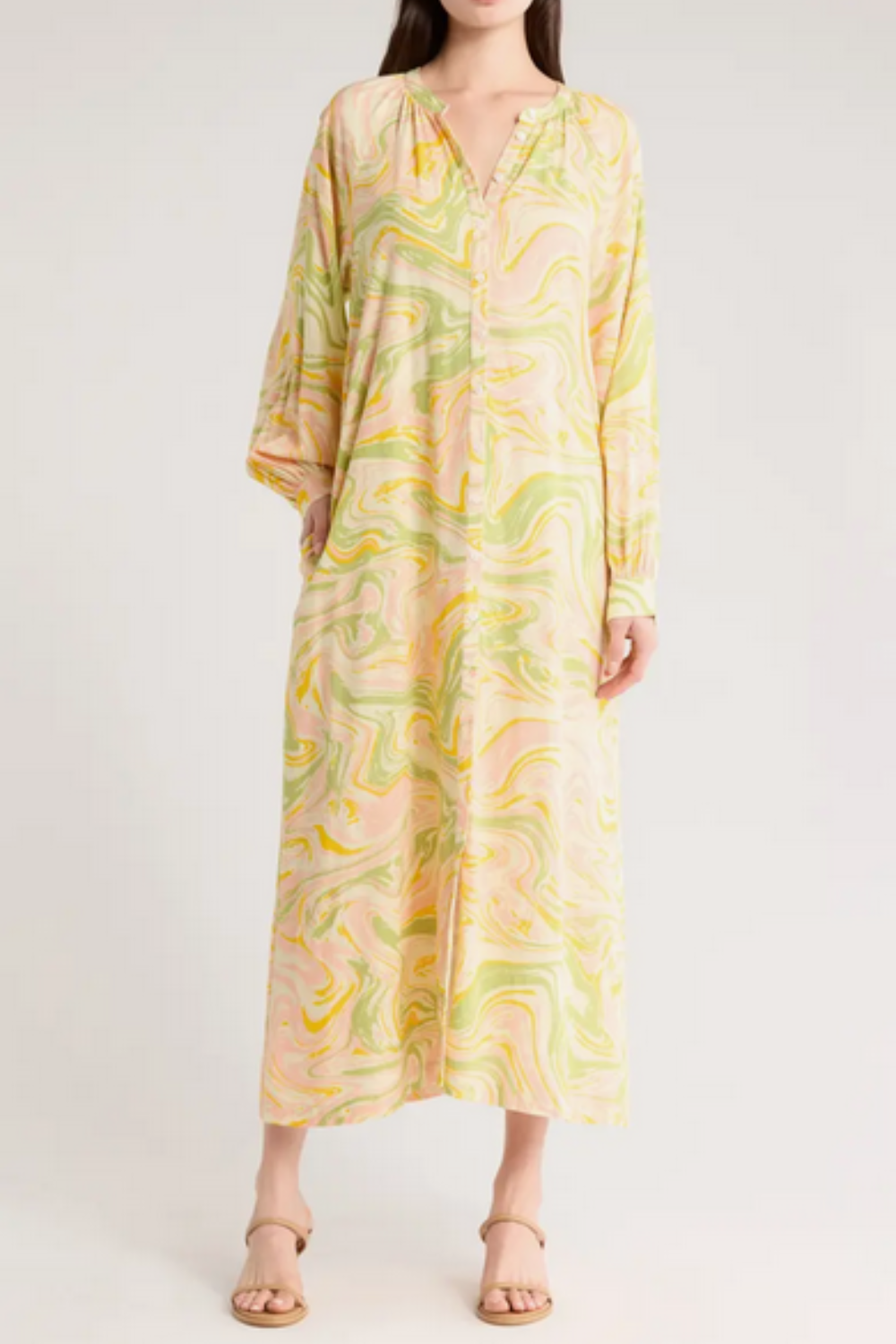 Long Sleeve Kaftan Maxi Dress